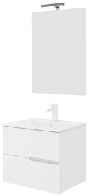 Mobile sottolavabo e lavabo con illuminazione Eva bianco in mdf L 60 x H 51 x P 46 cm 2 cassetti