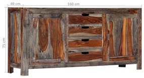 Credenza Grigia 160x40x75 cm Legno Massello di Sheesham