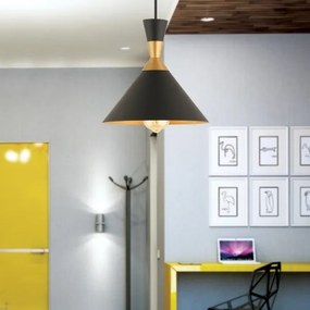 Lampadario a sospensione su cavo MONZA 1xE27/40W/230V, diam. 25 cm, nero/oro