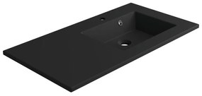 Lavabo integrale a incasso a destra rettangolare Neo L 91 x H 11.2 x P 48.5 cm in solid surface nero