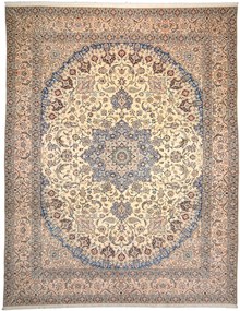 Nain Tappeto persiano 410x320 Beige (Iran) Annodato A Mano
