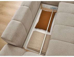 Divano angolare grigio tortora allungabile e con contenitore (penisola a destra/chaise lounge) con rivestimento in ciniglia Everest – Bobochic Paris