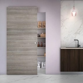 Porta scorrevole Space Grey Tonda in legno, L 101 x H 230 cm, con binario SPACE : Scorrevole esterno muro con binario invisibile