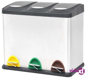 vidaXL Pattumiera a Pedale per Riciclo in Acciaio Inossidabile 24 L