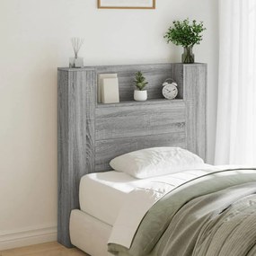 Testiera Con Contenitore A Led Grigio Sonoma 100x16,5x103,5 Cm /