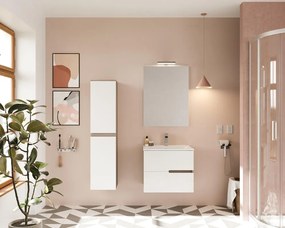 Mobile sottolavabo e lavabo con illuminazione Eva per vasca centrale frontale bianco/laterali rovere fumo L 60 x H 53 x P 46.5 cm 2 cassetti