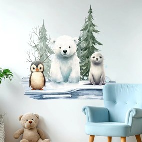 Adesivo murale per la stanza dei bambini - orso polare e animali del nord | Inspio