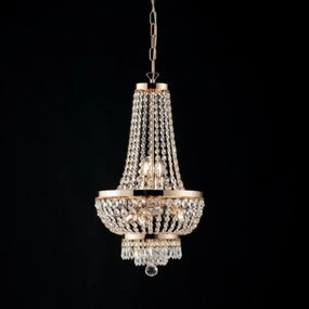 Lampadario in ferro e ottone dorato con strass 5 luc mozart