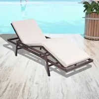 Lettino Prendisole con Cuscino in Polyrattan Marrone cod mxl 26562