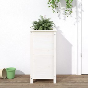 Fioriera Da Giardino Bianca 40x40x78 Cm Legno Massello Di Pino /