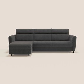 Peonia divano letto angolare con Penisola Contenitore - Materasso H18 cm in Bouclé Impermeabile T07