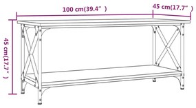 Tavolino Rovere Marrone 100x45x45 cm Legno Multistrato e Ferro