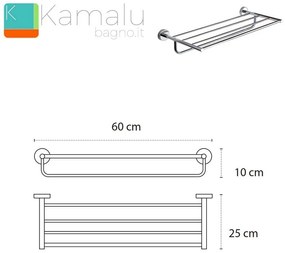 Kamalu - portsalviette 60cm per albergi in acciaio inox linea kaman alpi-110