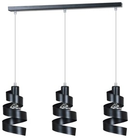 Lampadario Moderno 3 Luci Tristano In Acciaio Nero Con Fasce A Spirale