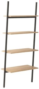 Scaffale Pendente 4 Livelli Marrone Chiaro e Nero 64x34x150,5cm