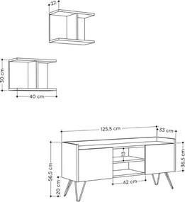 Mobile Porta TV 120 Cm Con Ante E Mensole Klappe Bianco E Antracite