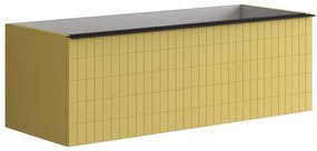 Mobile da bagno sotto lavabo Pixel grid giallo laccato L 120 x H 40 x P 45.5 cm 2 cassetti, lavabo non incluso
