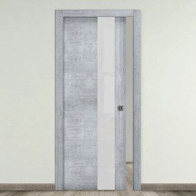 Porta scorrevole Beton Vetro rovere grigio L 70 x H 210 cm reversibile