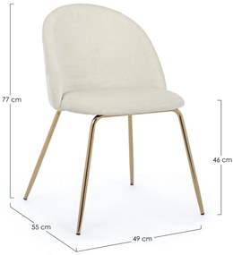 Set di 4 sedie TANYA in velluto bianco e base oro
