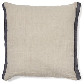 Kave Home - Federa cuscino Suerta 100% lino beige e blu 45 x 45 cm