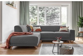 Divano angolare grigio allungabile e con contenitore (penisola a sinistra/a L) Classy Sophie – Miuform