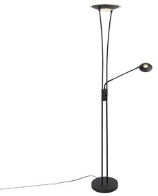 Lampada da terra moderna nera con braccio di lettura incl. LED - Ibiza