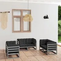 Set Divani da Giardino 6 pz con Cuscini Legno Massello Pino 3076491