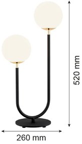 Argon 7072 - Lampada da tavolo FERRONE 2xE14/7W/230V nero/bianco/oro