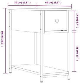 Comodino Rovere Sonoma 30x60x60 cm in Legno Multistrato