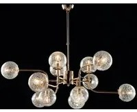 Sospensione Design Moderno Contemporaneo Oro Lucido Con Vetri 12 Luci Ikarus