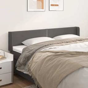 Testiera Ad Orecchio Grigio 163x16x78/88 Cm İn Similpelle /