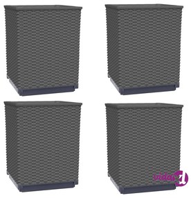 vidaXL Fioriere 4 pz Nere 30x30x37 cm in Polipropilene