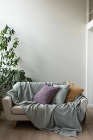 Copriletto A Nido Dape İn Lino İn Verde Salvia / 53x81"/135x205cm / Sage Green