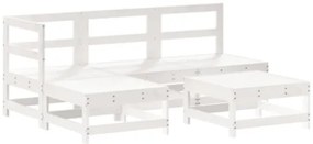 Set Salotto da Giardino 5 pz Bianco in Legno Massello di Pino