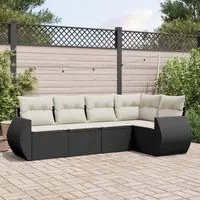 Set Divani da Giardino 5 pz con Cuscini in Polyrattan Nero 3253663