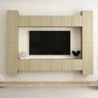 Set Porta TV 10 pz Rovere Sonoma in Truciolato 3078967