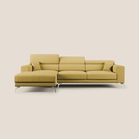 Blade Divano moderno angolare con poggiatesta reclinabili in tessuto impermeabile simil-cotone T13