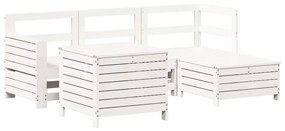 Set salotto da giardino 5 pz bianco in legno massello di pino