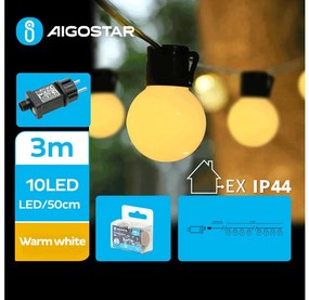 Aigostar - Catena decorativa da esterno LED 10xLED/3m IP44 bianco caldo