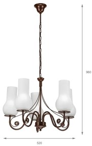 Brilagi - LED Lampadario a sospensione con catena COTTAGE 5xE14/40W/230V marrone/bianco