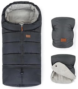 PETITE&MARS - SET Coprigambe 3in1 JIBOT + cuffie per passeggino JASIE grigio