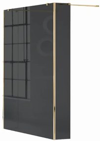 Box doccia walk-in Wens, vetro fumè 6 mm, H 200 cm, profilo dorato