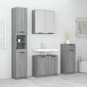 Set Mobili Da Bagno 4 Pz Grigio Sonoma İn Legno Multistrato /