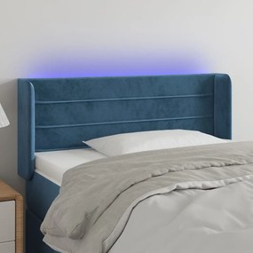 Testiera A Led Blu Scuro 93x16x78/88 Cm İn Velluto /