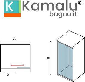 Porta doccia 150cm scorrevole con profilo nero vetro 8mm | KSA4000N - KAMALU
