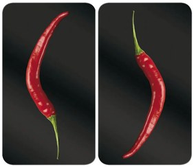 Set di 2 copri stufe in vetro, 52 x 30 cm Peperoni - Wenko