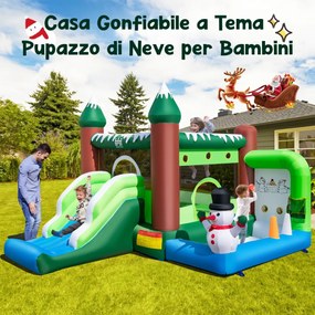 Costway Castello gonfiabile per bambini con scivolo piscina di pallinepupazzo di neve ventilatore 735W, Gioco da esterno