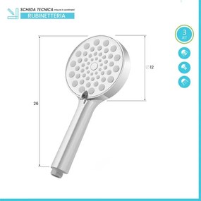 Doccetta tonda 26 cm con tre tipi di getto cromo in ABS Hidra