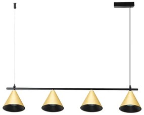 Lampadario a sospensione con filo CONE 4xGU10/10W/230V oro/nero