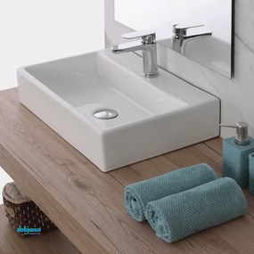 Lavabo D'Appoggio o Sospeso 52x35 Cm Bianco Lucido